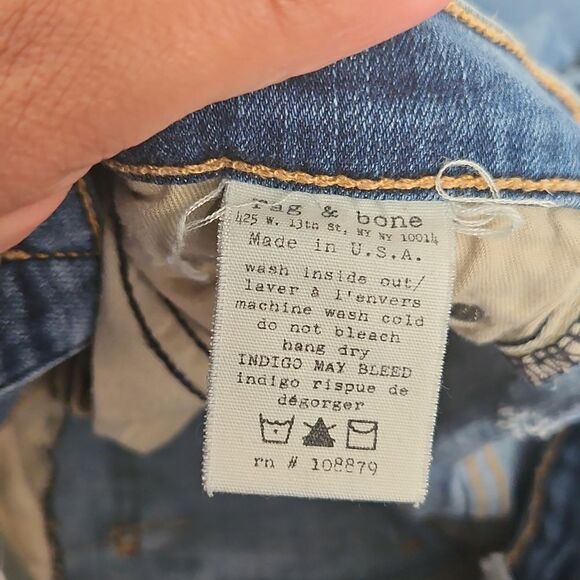 Women's Blue Distressed Jeans With Raw Hem - Picture 13 of 16